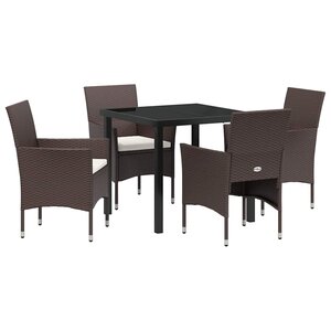 vidaXL Ensemble de salle à manger pour jardin 5 Pièces Marron Poly rotin