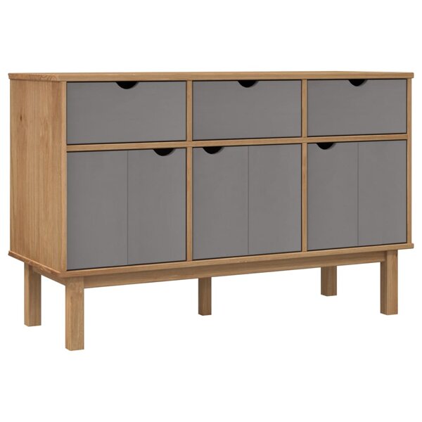 vidaXL Buffet OTTA Marron et gris 114x43x73 5 cm Bois massif pin