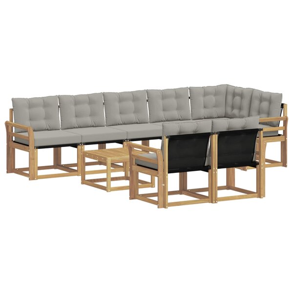vidaXL Ensemble de canapés d'extérieur 9 Pièces Blanc et gris clair