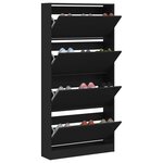 vidaXL Armoire à chaussures 4 tiroirs rabattables noir 80x21x163 5 cm
