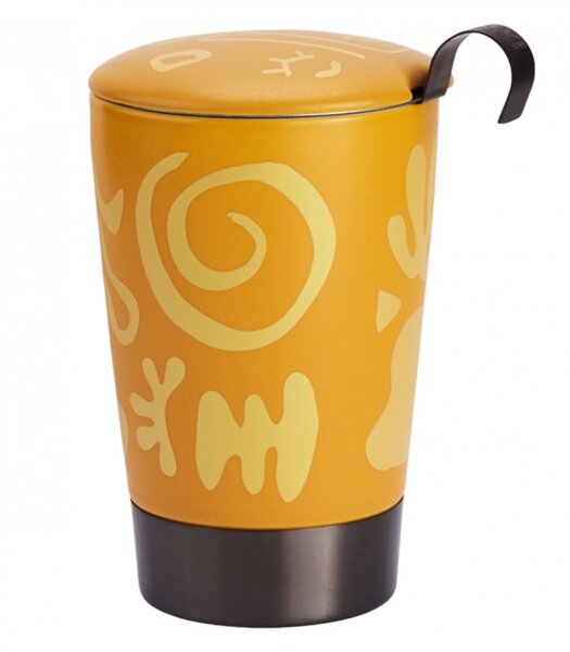 Tasse en porcelaine à double paroi avec infuseur opéra jaune