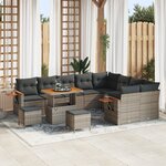 Ensemble de 12 pièces de canapé de jardin avec coussins Gris Rotin Acacia