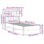 vidaXL Lit bibliothèque sans matelas blanc 90x200cm bois de pin massif
