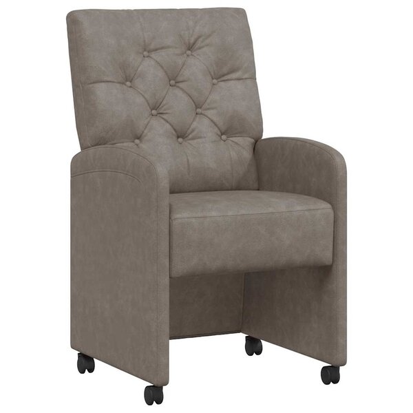 vidaXL Chaises de Salle à Manger avec Roues 2 Pièces Gris 58 x 67 x 97 cm