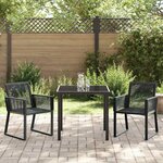vidaXL Ensemble de salle à manger pour jardin 3 Pièces Noir Poly rotin