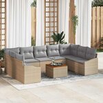 vidaXL Ensemble de canapé de jardin 10 Pièces Beige Poly rotin