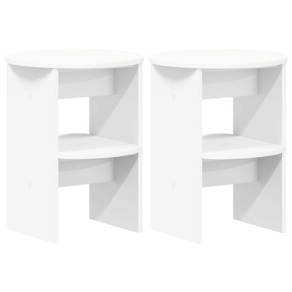 vidaXL Meuble d'appoint 2 pc Blanc Ø40 x 50 cm Bois d’ingénierie