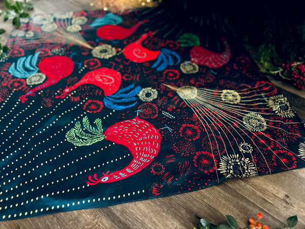 Emballage Furoshiki Satin Luxe 100 Coton : Les Poules Taille L