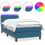 vidaXL Sommier à lattes de lit et matelas et LED bleu foncé 80x210 cm velours