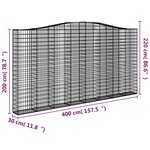 vidaXL Paniers à gabions arqués 4 Pièces 400x30x200/220 cm Fer galvanisé