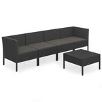 vidaXL Salon de jardin 5 Pièces avec coussins résine tressée noir