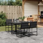 vidaXL Ensemble à manger de jardin avec coussins 5 Pièces noir textilène