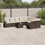 vidaXL Salon de jardin 10 Pièces avec coussins marron résine tressée