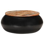 vidaXL Table basse Noir 68x68x30 cm Bois de récupération solide
