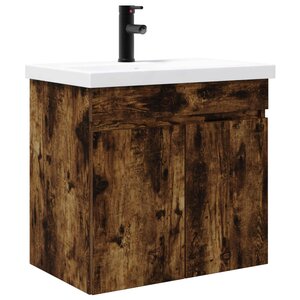 vidaXL Meuble de salle de bain avec robinet Chêne fumé