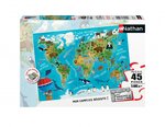 Puzzle 45 p - Carte du monde des animaux - Nvlle edition