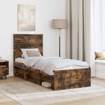 vidaXL Cadre de lit Chêne fumé 75 x 190 cm Bois de pin massif
