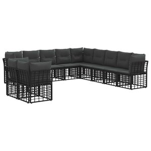 vidaXL Ensemble de canapés d'extérieur Noir Polyester