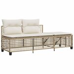 vidaXL Salon de jardin d'angle avec coussins 3Pièces beige résine tressée