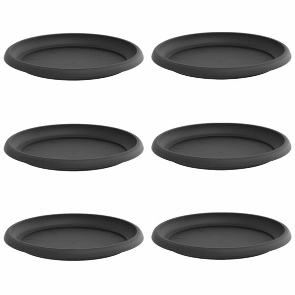 vidaXL Plateau à fleurs rond 6 pc Noir Ø 23 5 x 2 5 cm Plastique