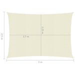 Vidaxl voile d'ombrage 160 g/m² crème 2 5x3 m pehd