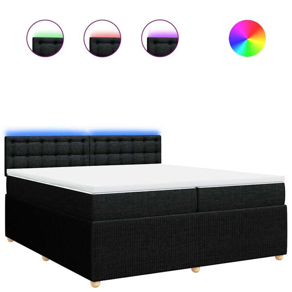 vidaXL Sommier à lattes de lit avec matelas Noir 200x200 cm Tissu