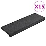 vidaXL Tapis d'escalier 15 pièces 65 x 21 x 4 cm Anthracite Bordure rectangulaire