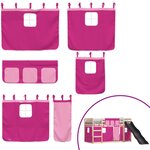 vidaXL Lit superposé avec toboggan et rideaux rose 90x190 cm