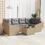 vidaXL Ensemble de canapé de jardin 7 Pièces Beige  Gris 55 x 55 x 37 cm