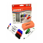 kit de marqueurs pointe ogive pour tableau blanc, 4 marqueurs + effaceur KORES