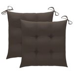 vidaXL Chaises de jardin et coussins taupe lot de 2 Bois teck massif