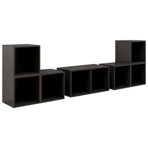 vidaXL Ensemble de meubles TV 6 Pièces Gris brillant Bois d'ingénierie