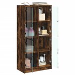 vidaXL Buffet haut avec portes chêne fumé 68x37x142 cm bois ingénierie