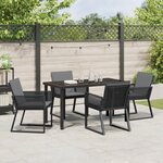 vidaXL Ensemble de dining de jardin 5 pièces avec coussins Noir Rattan poly