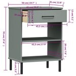 vidaXL Armoire console avec pieds en métal Gris Bois pin massif OSLO