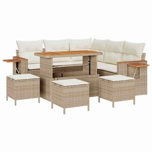 vidaXL Ensemble de canapé de jardin avec coussin 9 Pièces Beige et crème