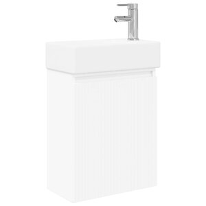 vidaXL Meuble de salle de bain avec robinet Blanc 45 5 x 22 5 x 84 cm