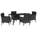 vidaXL Ensemble de salle à manger pour jardin 5 Pièces Noir Poly rotin