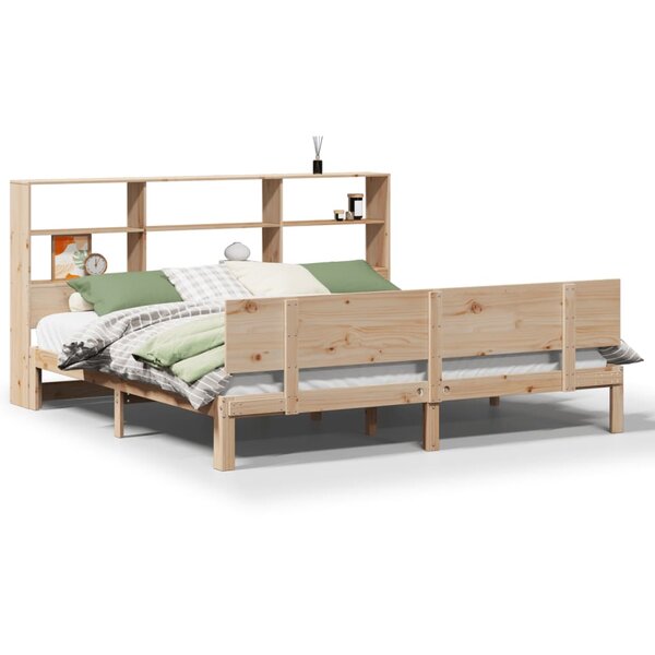 vidaXL Lit bibliothèque sans matelas 200x200 cm bois massif de pin