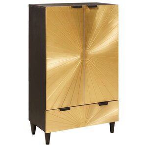 vidaXL Meuble d'appoint avec tiroir Noir et or 60 x 33.5 x 100 cm