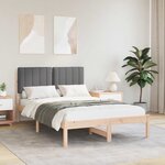 vidaXL Cadre de lit avec tête de lit rembourrée Gris Naturel et Foncé