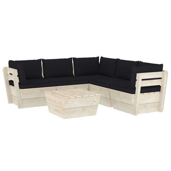 vidaXL Salon de jardin palette 6 Pièces avec coussins bois d'épicéa