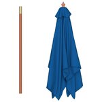 vidaXL Parasol de jardin avec mât en bois bleu 150x200 cm
