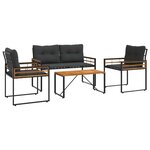 vidaXL Ensemble de meubles d'extérieur avec coussin 4 Pièces Gris foncé