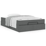 vidaXL Cadre de lit avec matelas Gris foncé 120 x 200 cm tissu
