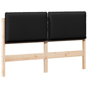 vidaXL Tête de lit capitonnée Naturel et Noir 150 cm Pin massif