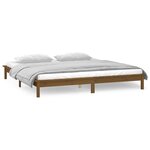 vidaXL Cadre de lit LED marron miel 120x190cm petit double bois massif