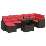 vidaXL Salon de jardin avec coussins 8 Pièces noir résine tressée acacia
