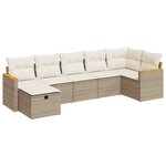 vidaXL Salon de jardin avec coussins 7 Pièces beige résine tressée