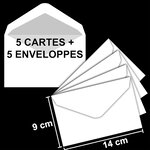 Lot 5 cartes remerciements condoléances +5 enveloppes blanches format 9x14cm